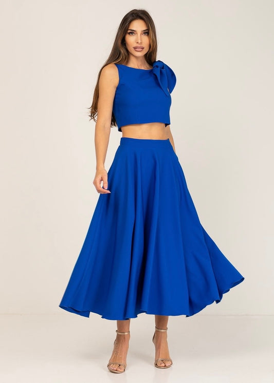Conjunto 2 peças top e saia azulão
