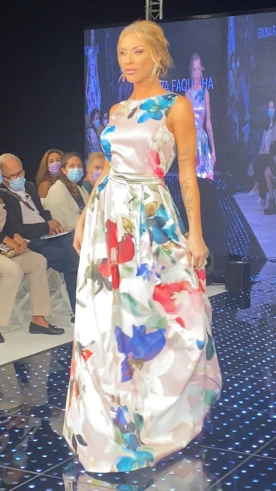 Robe longue à motif fleuris